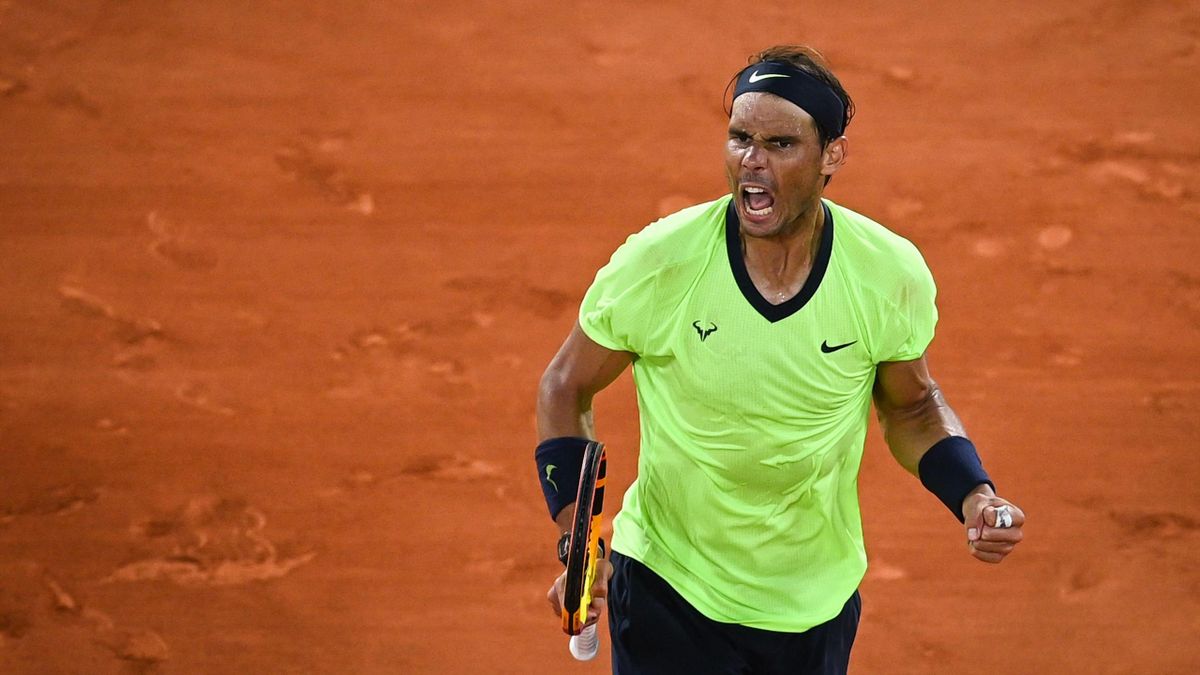 Spain's Rafael Nadal reacts during his men's singles semi-final tennis match against Serbia's Novak Djokovic on Day 13 of The Roland Garros 2021 French Open tennis tournament in Paris on June 11, 2021