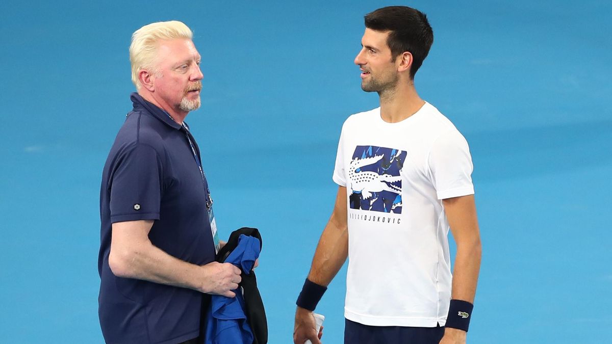 Boris Becker und Novak Djokovic im Gespräch