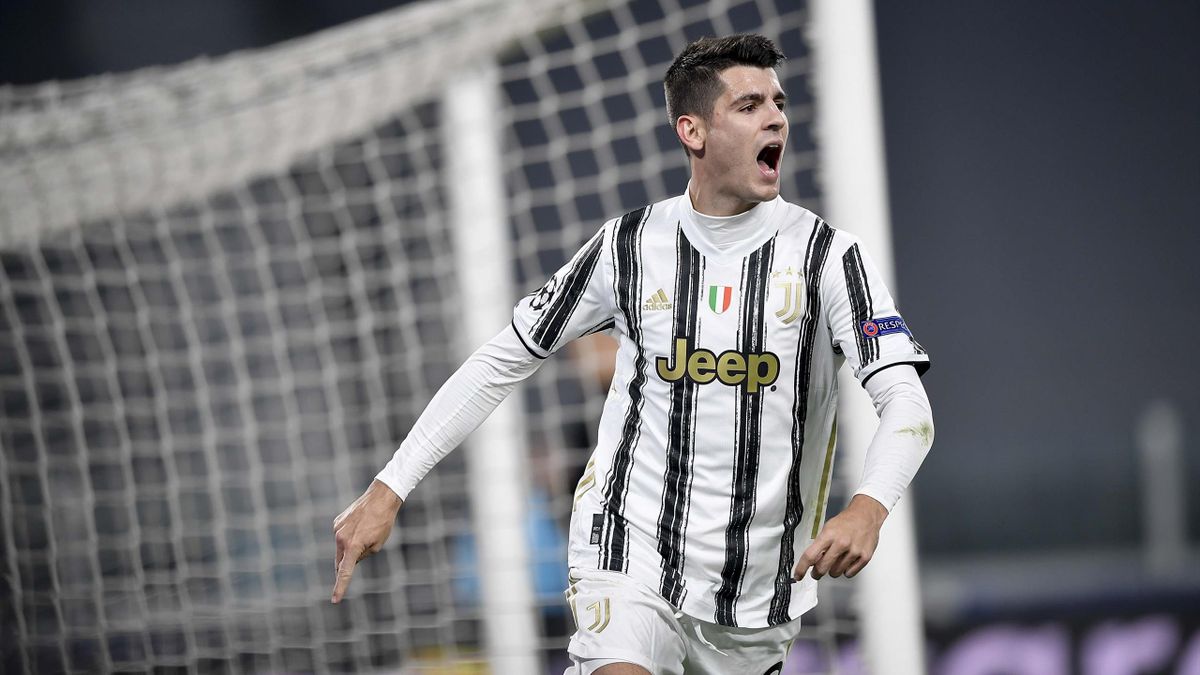 L'esultanza di Alvaro Morata autore di 5 gol in questa Champions League, Juventus-Ferencvaros, Getty Images