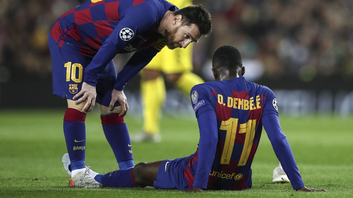 Ousmane Dembélé und Lionel Messi
