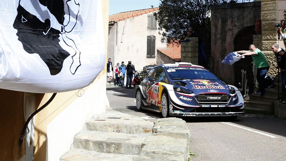 French driver Sebastien Ogier drives his M-Sport Ford during a special of the second day of the Tour of Corsica, the fourth leg of the WRC World Championship, on April 7, 2018 in Barchetta on the French Mediteranean island of Corsica. / AFP PHOTO / PASCAL