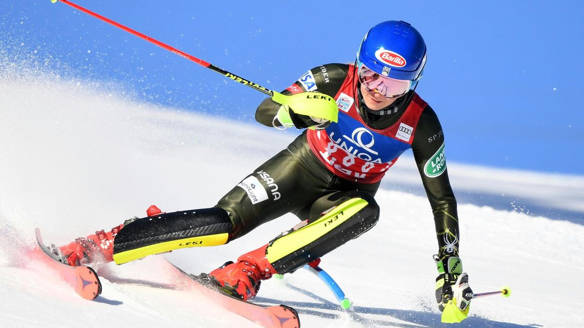 Mikaela Shiffrin of the US competes in the first run of the women's Slalom event of the Alpine Skiing World Cup in Lienz, Austria, on December 29, 2019