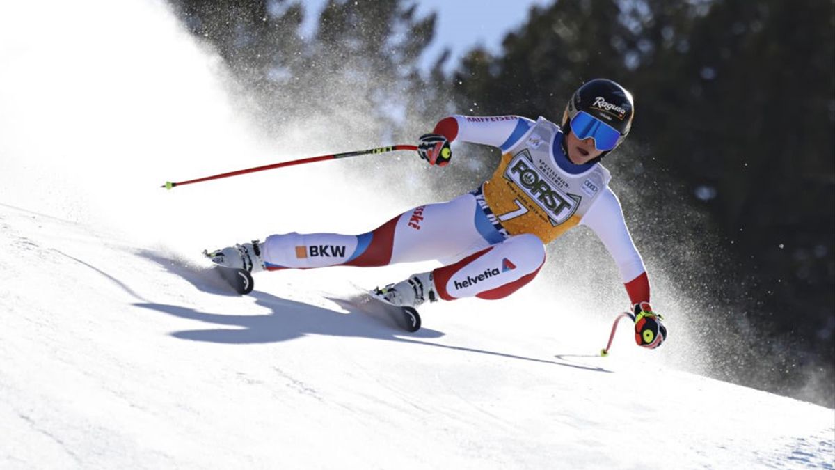 Lara Gut-behrami of Switzerland in action during the Audi FIS Alpine Ski World Cup Women's Downhill on February 26, 2021 in Val di Fassa