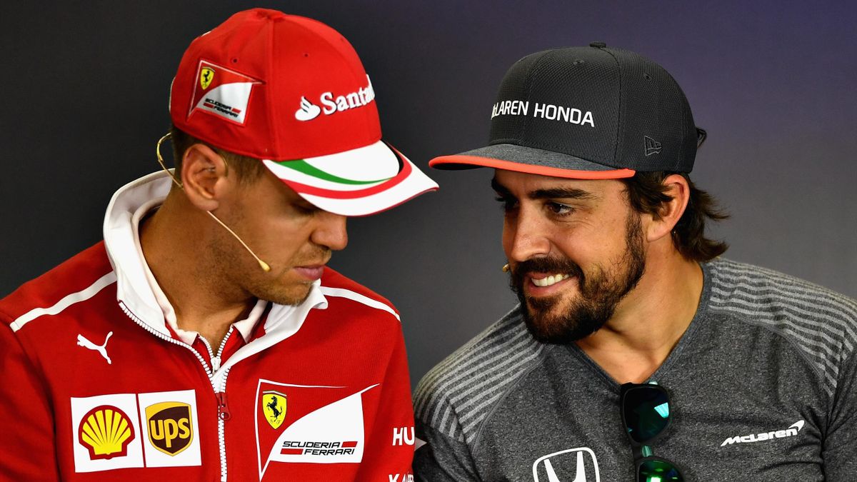 Sebastian Vettel (Ferrari) and Fernando Alonso (McLaren)