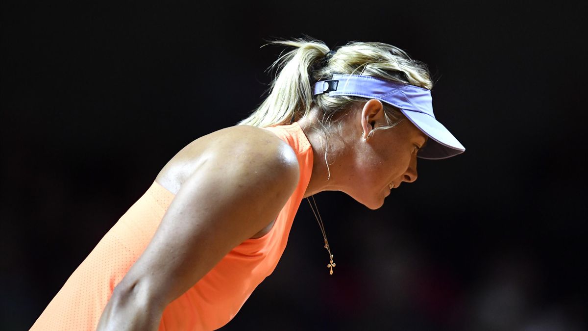Russian tennis player Maria Sharapova reacts as she plays against Roberta Vinci of Italy at the WTA Tennis Grand Prix in Stuttgart, southern Germany, on April 26, 2017.