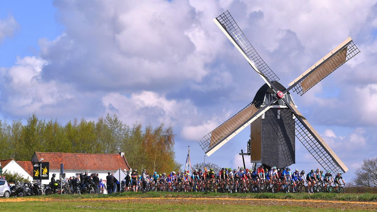 BERG EN TERBLIJT, NETHERLANDS - APRIL 15: Landscape / Peloton / Wind Mill / during the 53rd Amstel Gold Race 2018 a 263km race from Maastricht to Berg en Terblijt on April 15, 2018 in Berg en Terblijt, Netherlands. (