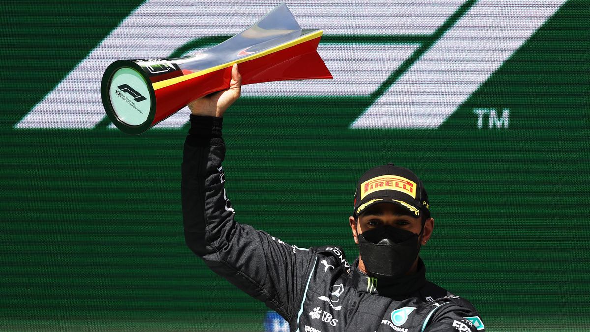 Lewis Hamilton esulta per il 2° successo nel 2021 in Formula 1, Getty Images