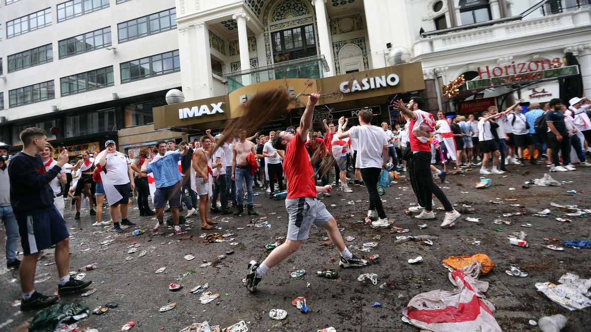 Before the final between England and Italy fans caused chaos in London