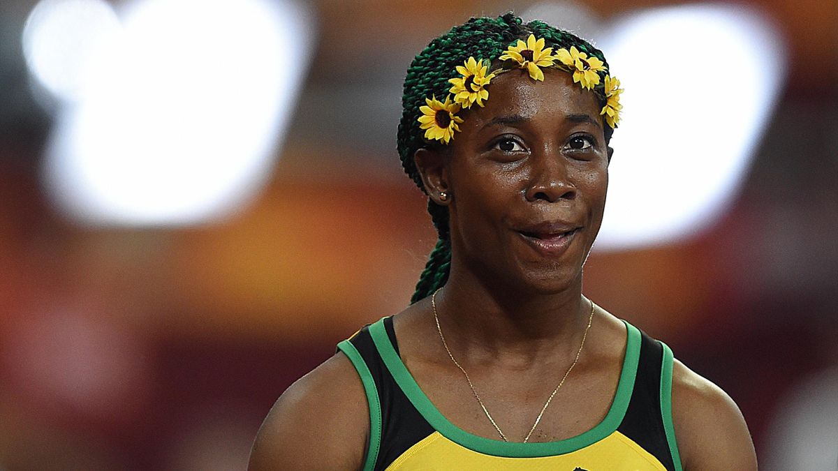 Shelly-Ann Fraser-Pryce victorieuse du 100 mètres des Mondiaux 2015 le 24 août 2015, à Pékin