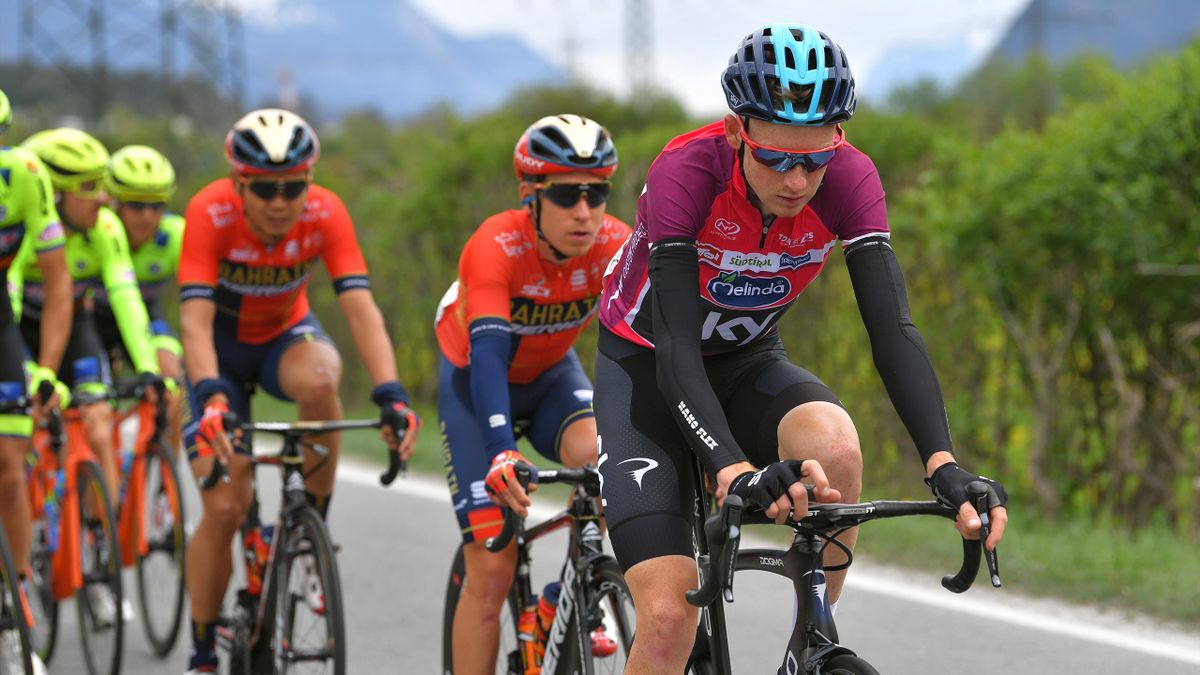Tao Hart Geoghegan of United Kingdom and Team Sky Red Leader Jersey / during the 43rd Tour of the Alps 2019, Stage 2 a 178,7km stage from Reith im Alpbachtal, Dorf to Scena 618m
