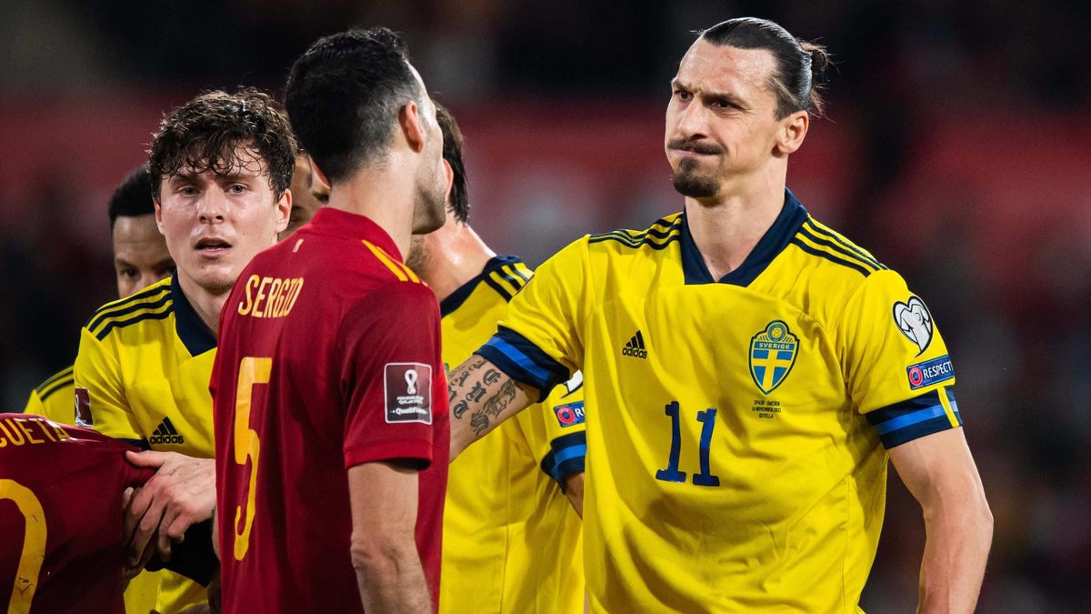Zlatan Ibrahimovic (Sweden) against Spain