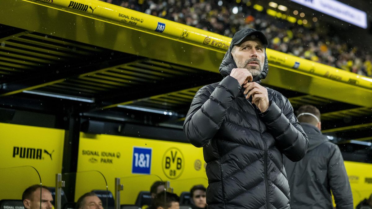 Marco Rose sur le banc du Borussia Dortmund lors de la saison 2021-2022.