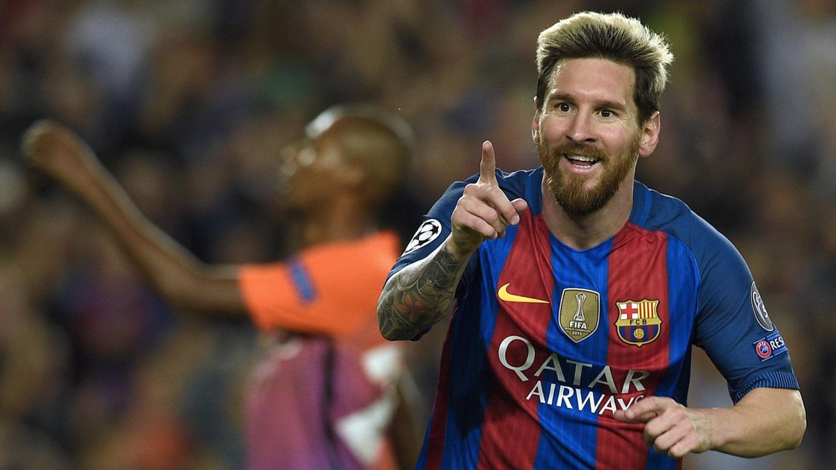 Leo Messi celebra un gol ante el Manchester City