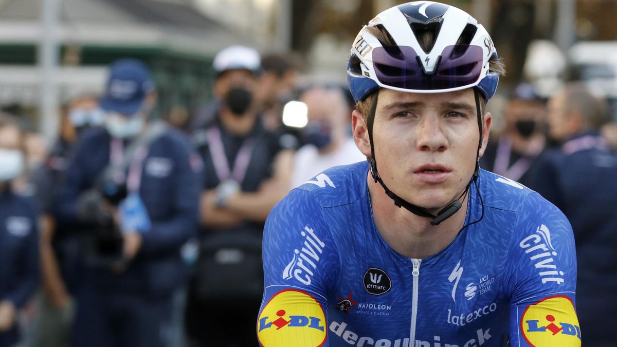 Remco Evenepoel of Belgium and Deceuninck-Quick-Step team looks on at the end of the race during the 115th Il Lombardia 2021 a 239km race from Como to Bergamo on October 09, 2021 in Como, Italy.