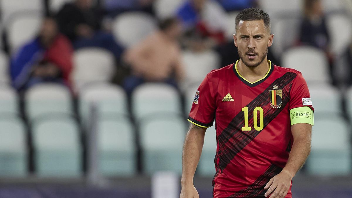 Eden Hazard playing for Belgium in the UEFA Nations League.