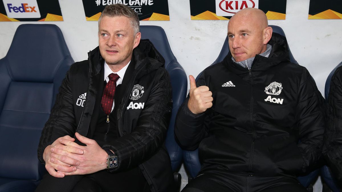 Manchester United manager Ole Gunnar Solskjaer and Nicky Butt