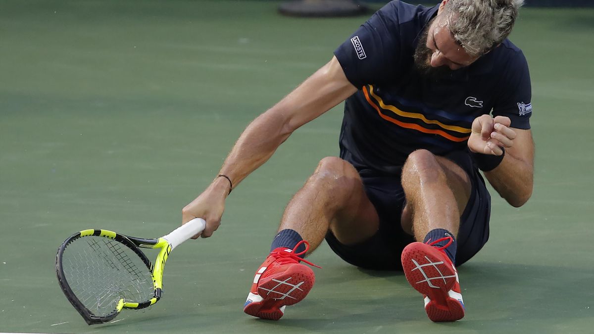 Benoit Paire smashed three rackets during his loss to Marcos Baghdatis in Washington