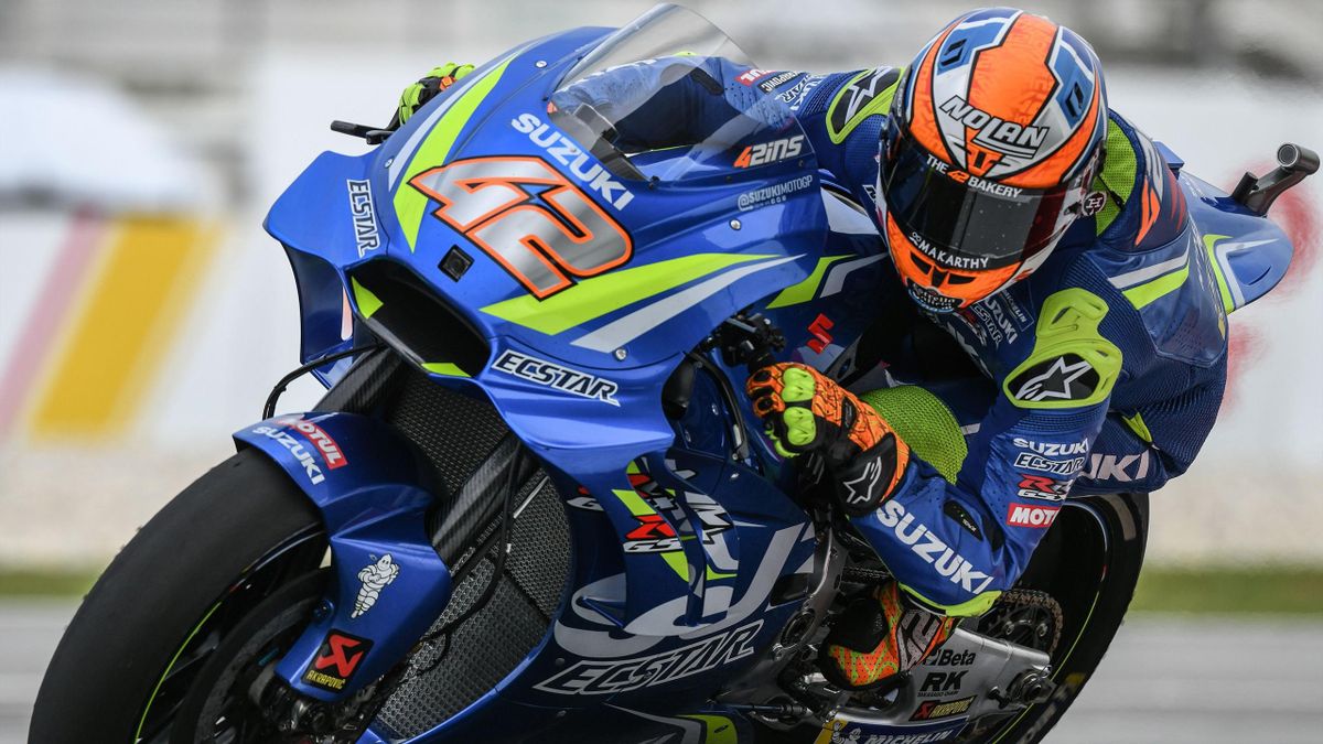 Alex Rins rides during the second practice session of the Malaysia MotoGP at the Sepang International circuit in Sepang.