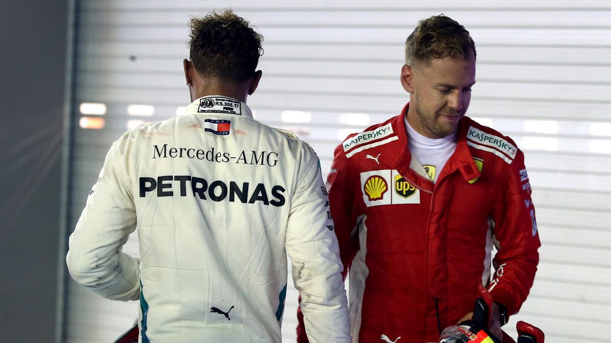 Sebastian Vettel (Ferrari) et Lewis Hamilton (Mercedes) au Grand Prix de Singapour 2018