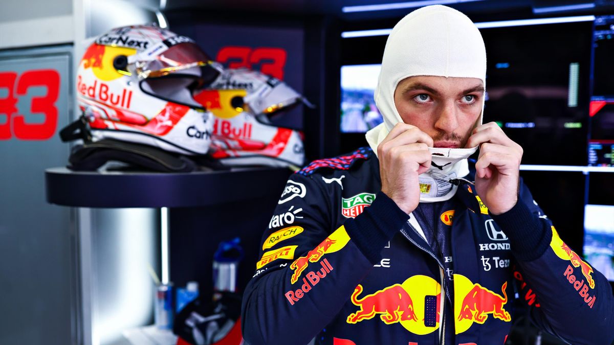 Max Verstappen of Netherlands and Red Bull Racing prepares to drive in the garage during practice ahead of the F1 Grand Prix of Russia at Sochi Autodrom on September 24, 2021 in Sochi, Russia.