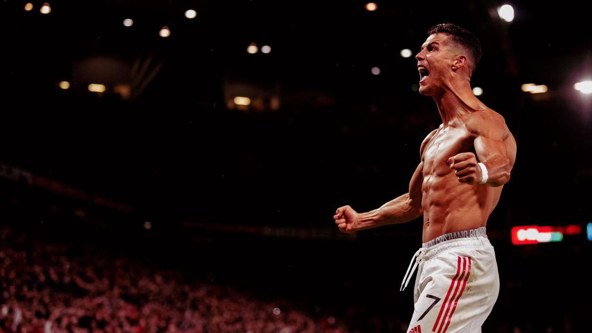 La joie de Cristiano Ronaldo, auteur du but de la victoire de Manchester United contre Villarreal (2-1) en Ligue des champions, le 29 septembre 2021 à Old Trafford.