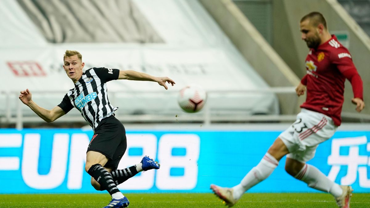Luke Shaw scores an own goal v Newcastle