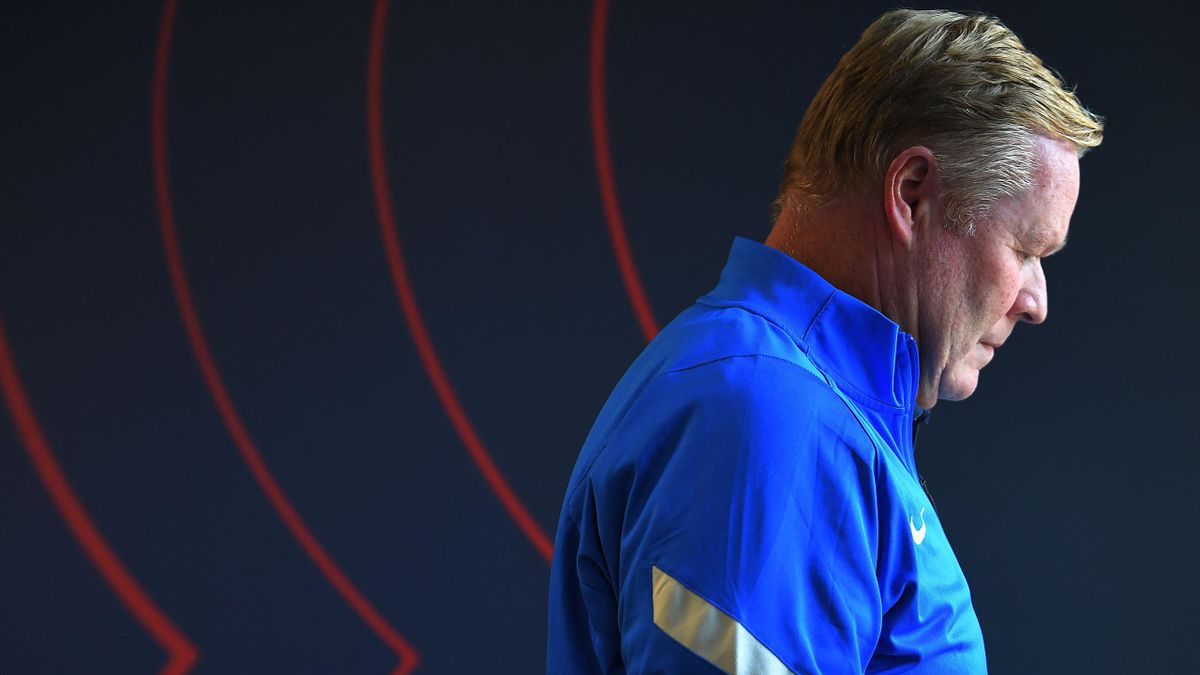 Barcelona's Dutch coach Ronald Koeman leaves after holding a press conference at the Joan Gamper training ground in Sant Joan Despi on October 23, 2021 on the eve of their Spanish League football match against Real Madrid