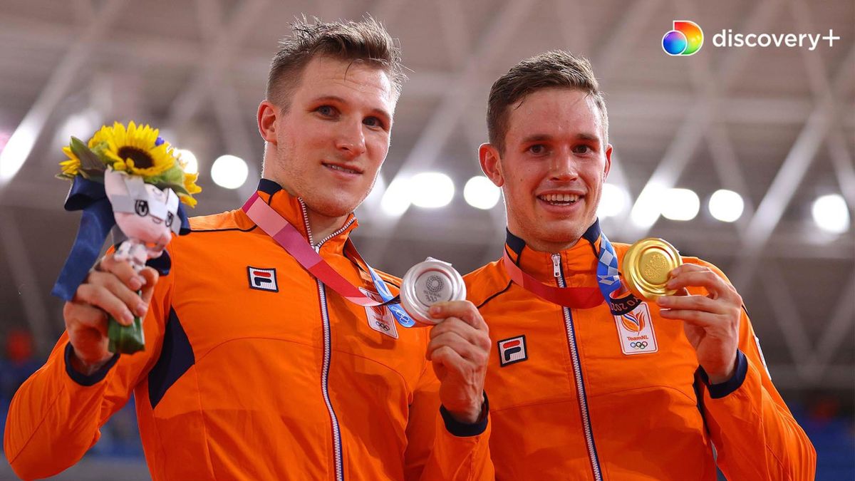 Harrie Levreysen og Jeffrey Hoogland er enormt gode venner. Men de er lige så store rivaler. Her ses de under OL i Tokyo 2020, hvor de begge vandt medaljer.