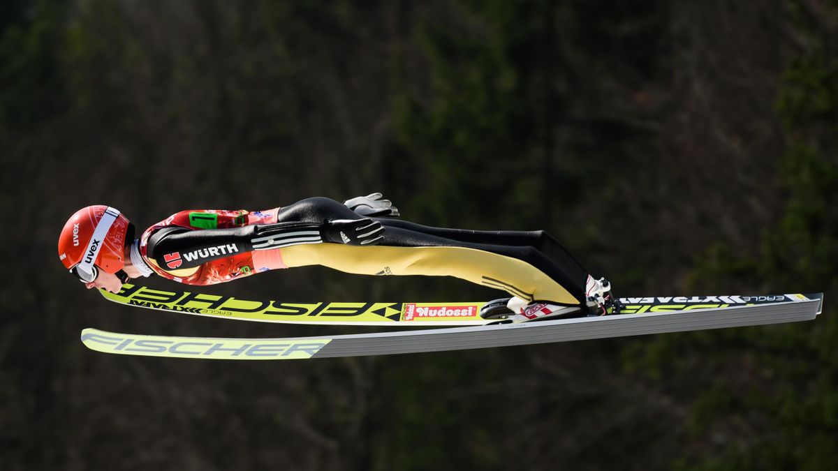 Richard Freitag of Germany competes during the FIS Ski Jumping World Cup Flying Hill Team Event in Planica, on March 25, 2017.