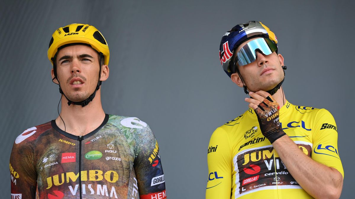 Christophe Laporte et Wout van Aert (Jumbo-Visma), au départ de la 3e étape du Tour de France