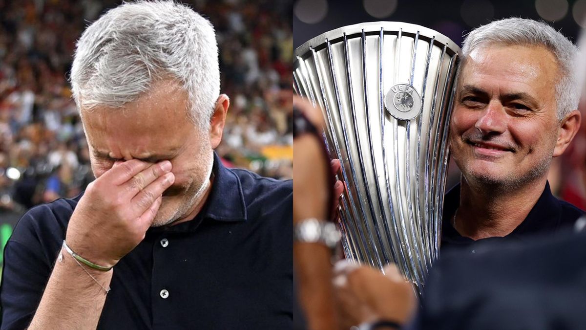 José Mourinho commosso per la vittoria della Conference League