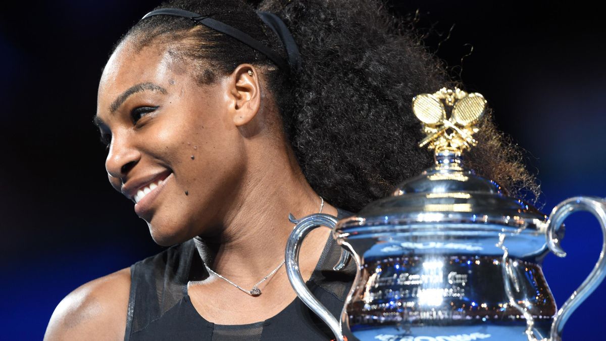 Serena Williams celebrating winning the 2017 Australian Open