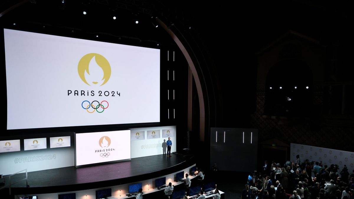 Olympische Spiele 2024 Paris präsentiert Logo Eurosport