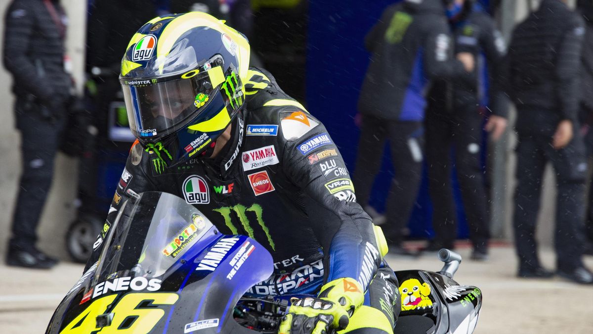 Valentino Rossi of Italy and Monster Energy Yamaha MotoGP Team starts from box before the MotoGP race during the MotoGP of France: Race at on October 11, 2020 in Le Mans, France