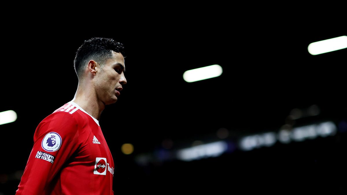 Cristiano Ronaldo of Manchester United walks off the pitch at half time during the Premier League match between Manchester United and Wolverhampton Wanderers at Old Trafford on January 03, 2022 in Manchester, England.