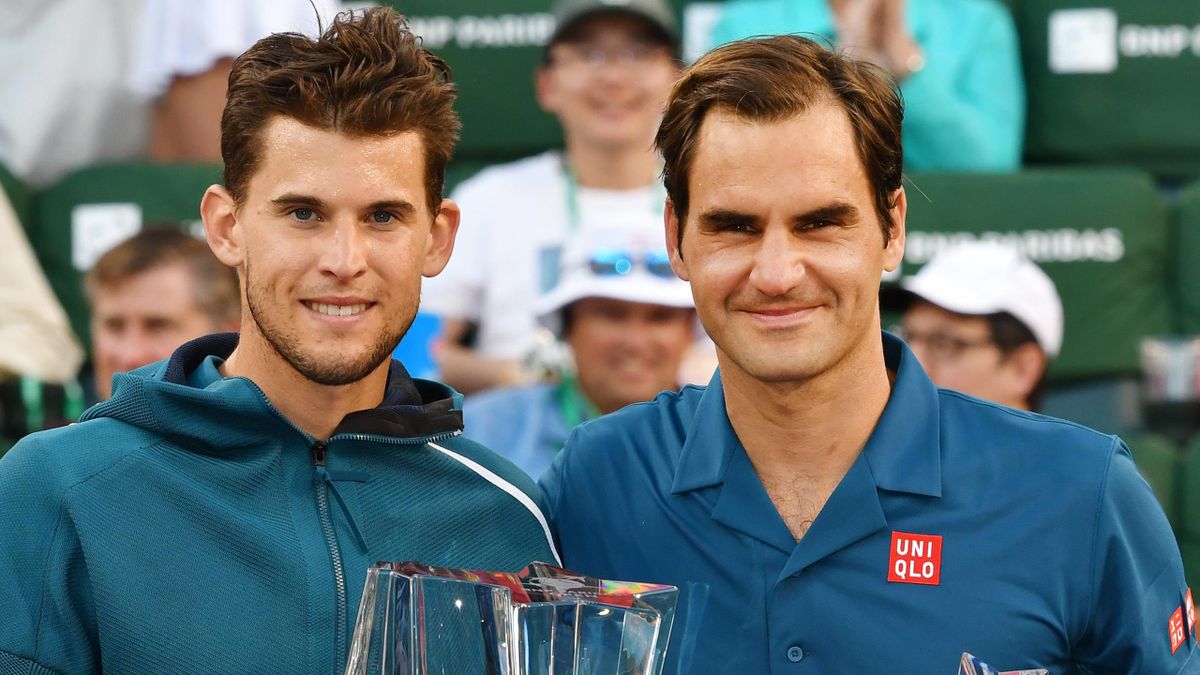 Dominic Thiem and Roger Federer after the 2019 Indian Wells final