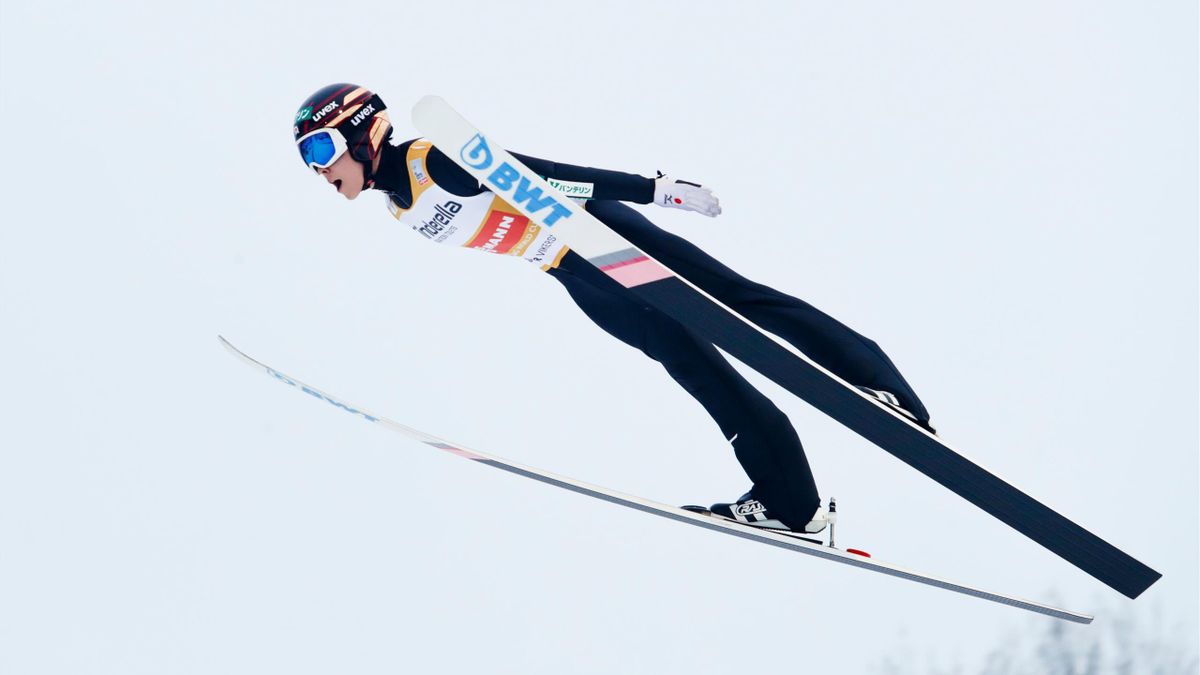 Ryoyu Kobayashi from Japan competes in the men's individual event at the FIS World Cup Ski Jumping in Vikersund on March 17, 2019.