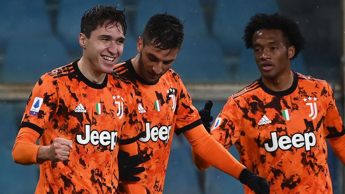 Federico Chiesa esulta per il gol del vantaggio a Marassi, Sampdoria-Juventus, Serie A 2020-21, Getty Images