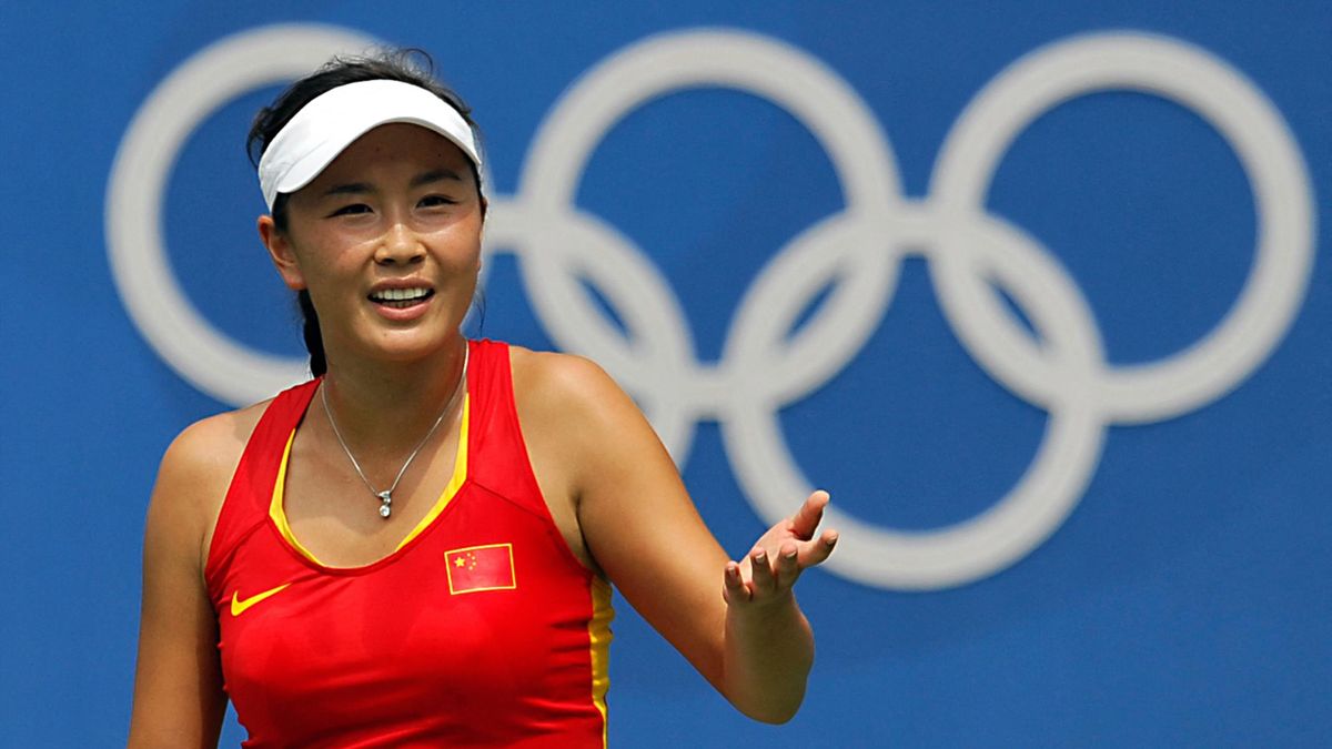 Peng Shuai from China reacts after losing a match point against Alize Cornet from France during a women's singles second round tennis match of the 2008 Beijing Olympic Games at the Olympic Green Tennis Centre in Beijing on August 12, 2008
