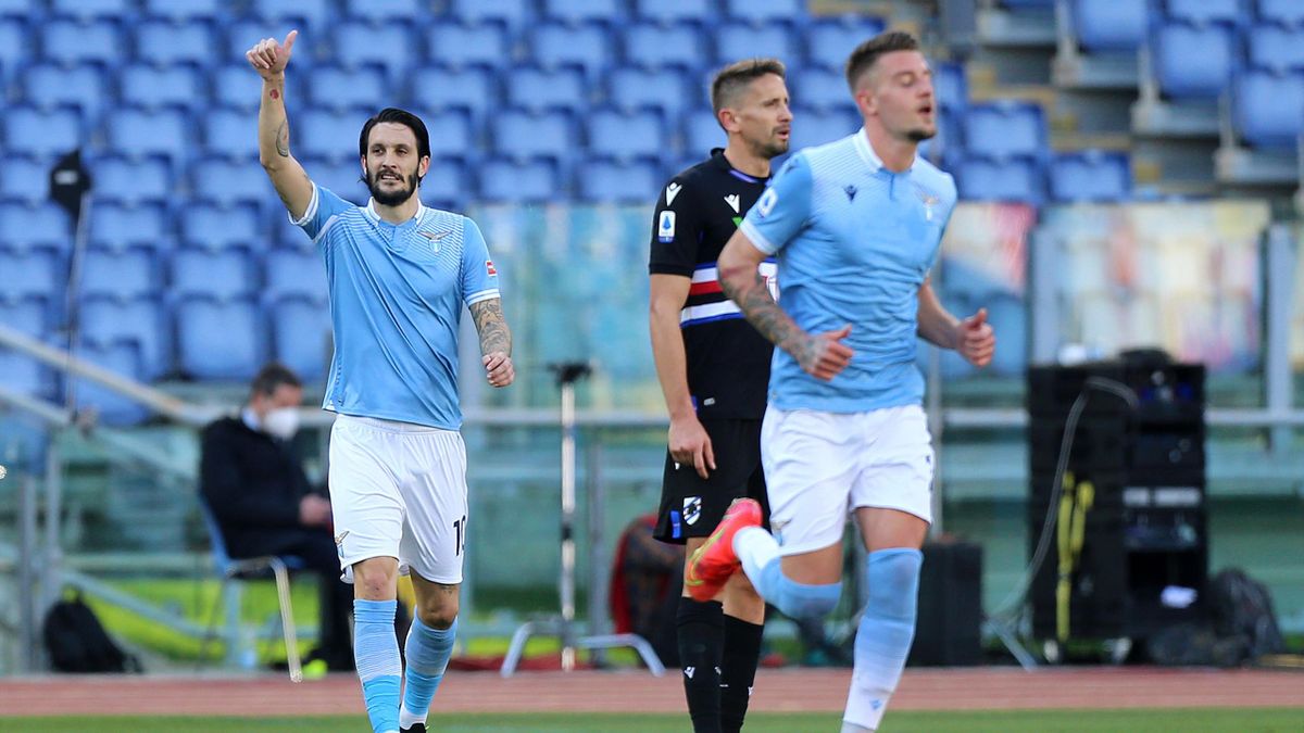 Lazio Sampdoria, Serie 2020-2021: l'esultanza di Luis Alberto al gol dell'1-0  (Getty Images)