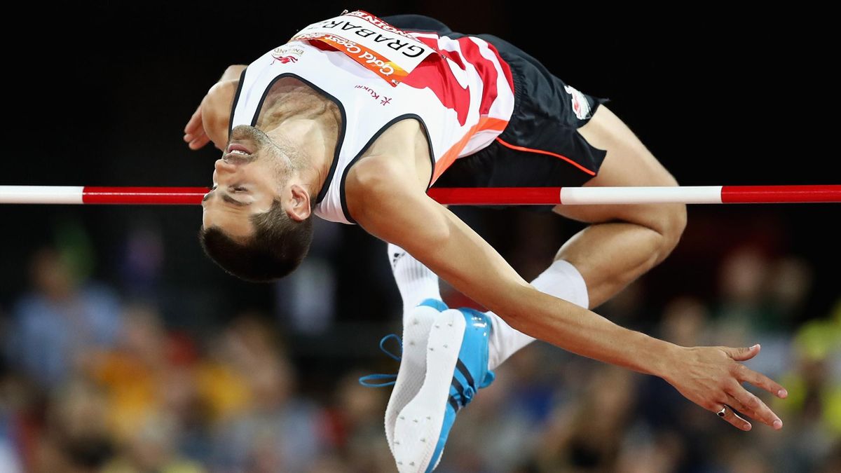Robbie Grabarz of England competes in the Men's High Jump final during athletics on day seven of the Gold Coast 2018 Commonwealth Games at Carrara Stadium on April 11, 2018 on the Gold Coast.