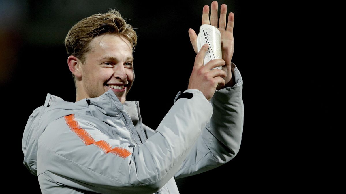 Frenkie de Jong of Holland celebrates the victory during the UEFA Nations league match between Holland v England at the Estádio D. Afonso Henriques on June 6, 2019 in Guimaraes Portugal
