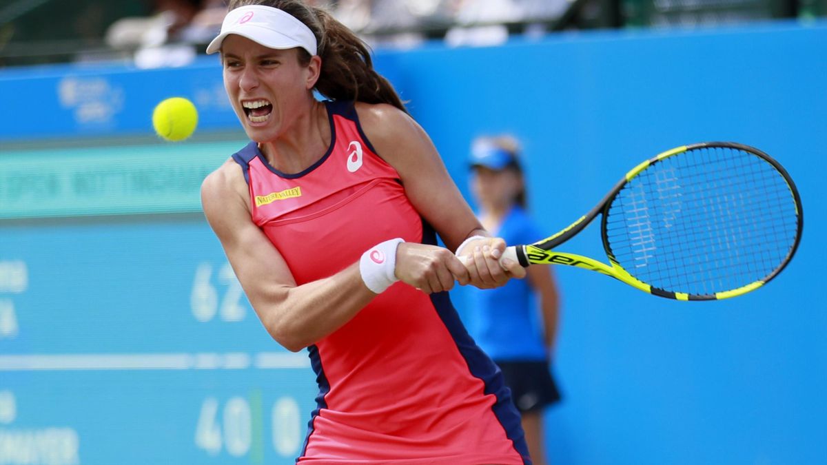 Great Britain's Johanna Konta in action during her second round match against Belgium's Yanina Wickmayer