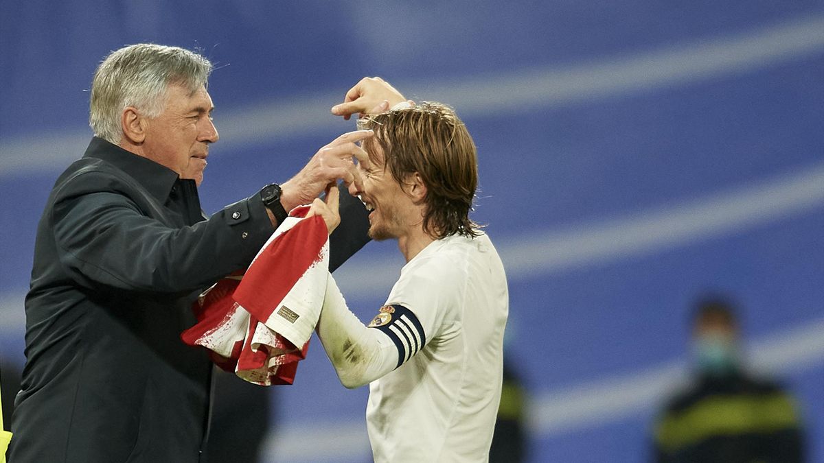 Carlo Ancelotti és Luka Modric - fotó: Jose Breton