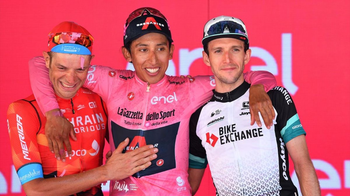 Damiano Caruso, Egan Bernal e Simon Yates sul podio di Milano - Giro d'Italia 2021