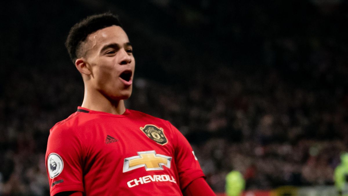 Mason Greenwood of Manchester United celebrates scoring their second goal during the Premier League match between Manchester United and Newcastle United at Old Trafford on December 26, 2019 in Manchester, United Kingdom.