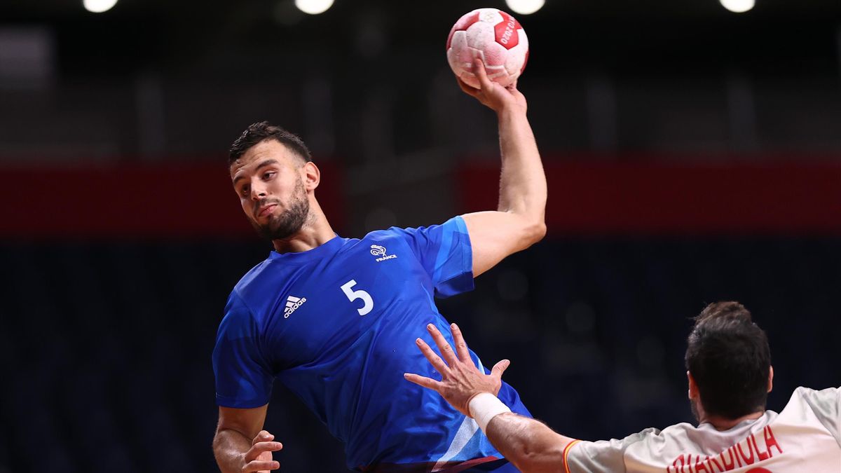 Nedim Remili lors de France-Espagne en handball à Tokyo en 2021