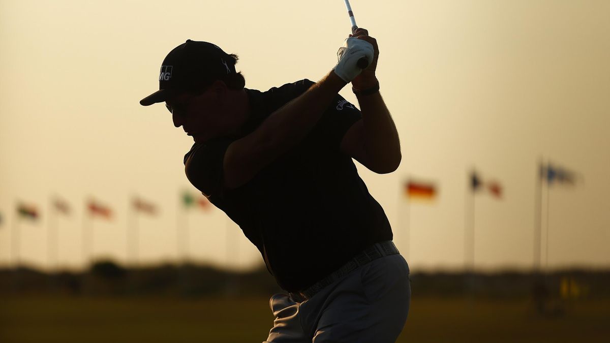 Phil Mickelson holds a share of the lead at the halfway stage of the 103rd US PGA Championship at Kiawah Island.