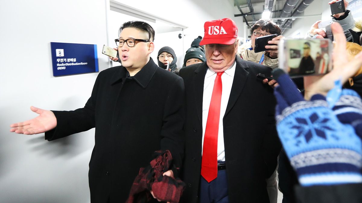 Sosies de Donald Trump et Kim Jong Un lors de la cérémonie d'ouverture des Jeux Olympiques 2018