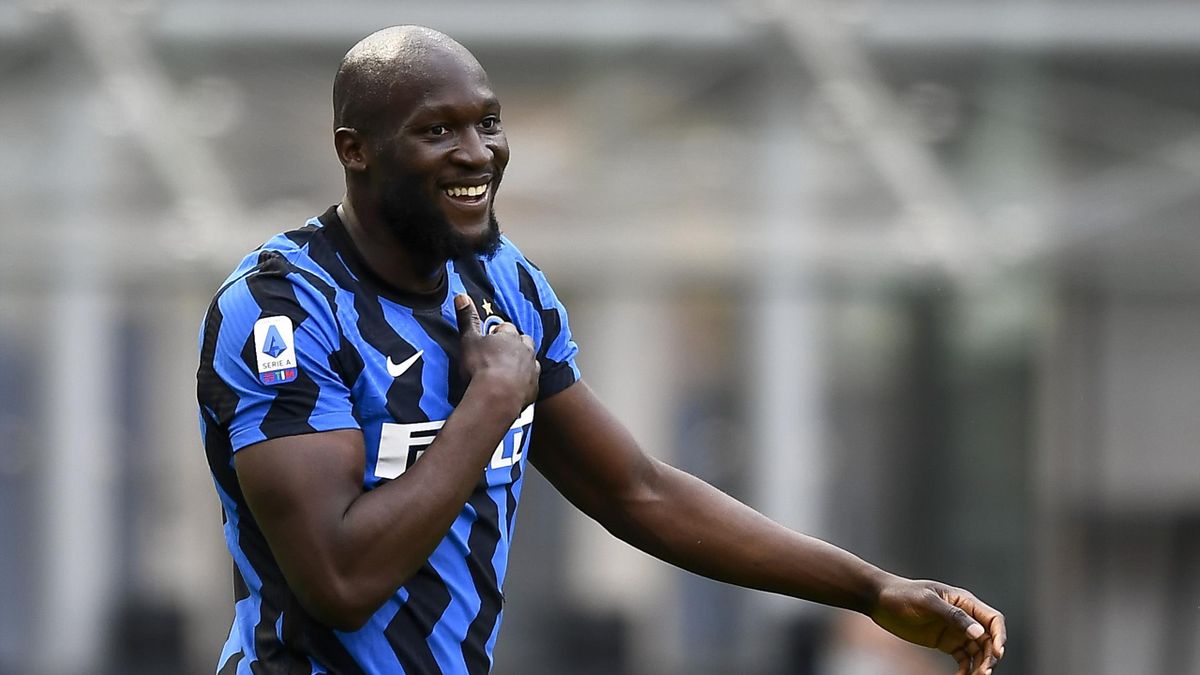 Romelu Lukaku of FC Internazionale celebrates after scoring a goal during the Serie A football match between FC Internazionale and Udinese Calcio. FC Internazionale won 5-1 over Udinese Calcio